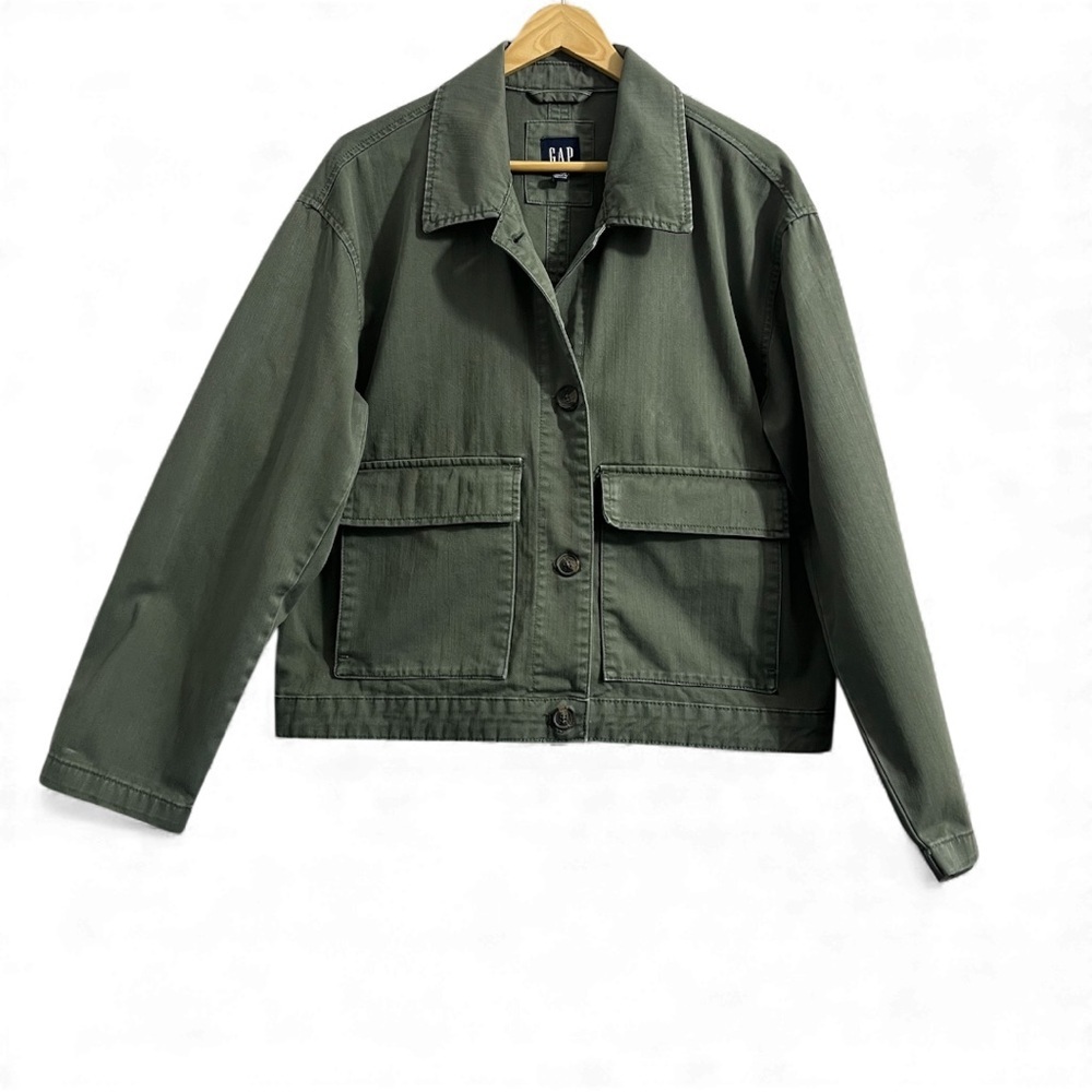 GAP Women's Avocado Green Utility Cropped Jacket LARGE
